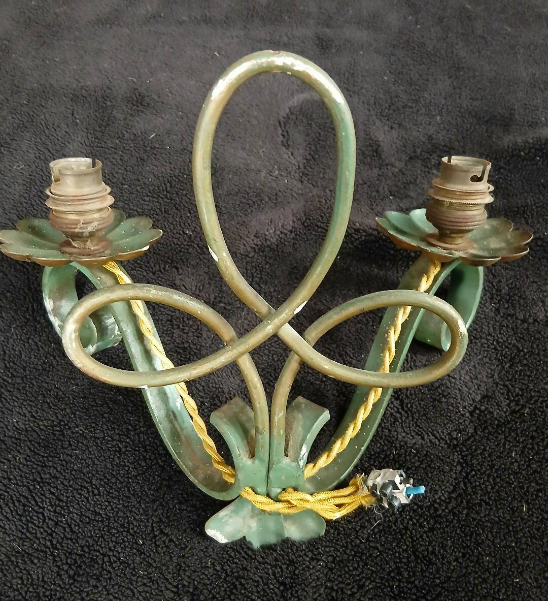 Art Deco wrought iron appliques in the style of Leleu 1940.
