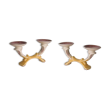 Set of 2 ceramic candle holders in the early twentieth century.