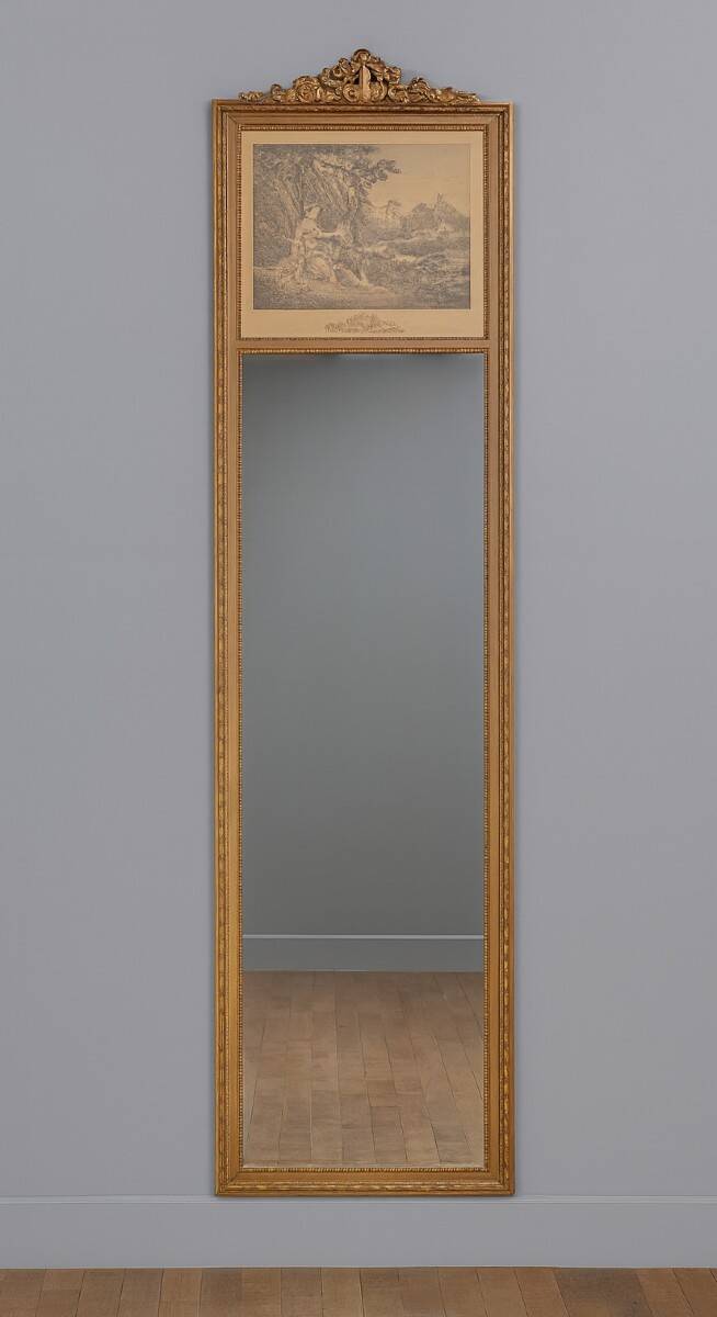 Louis XVI style trumeau mirror in carved wood