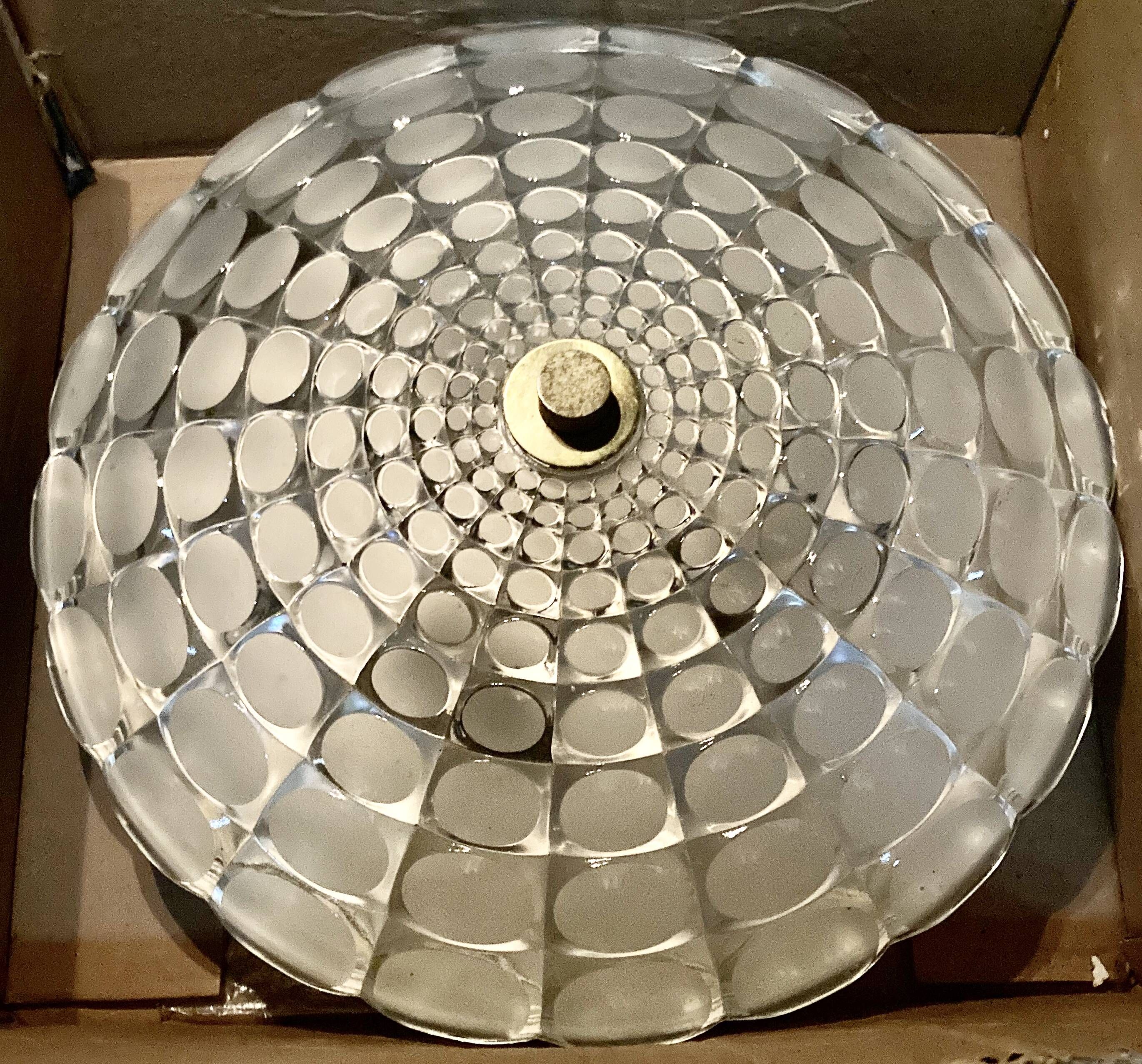 Vintage aluminum and glass ceiling light by Peill & Putzler 1970