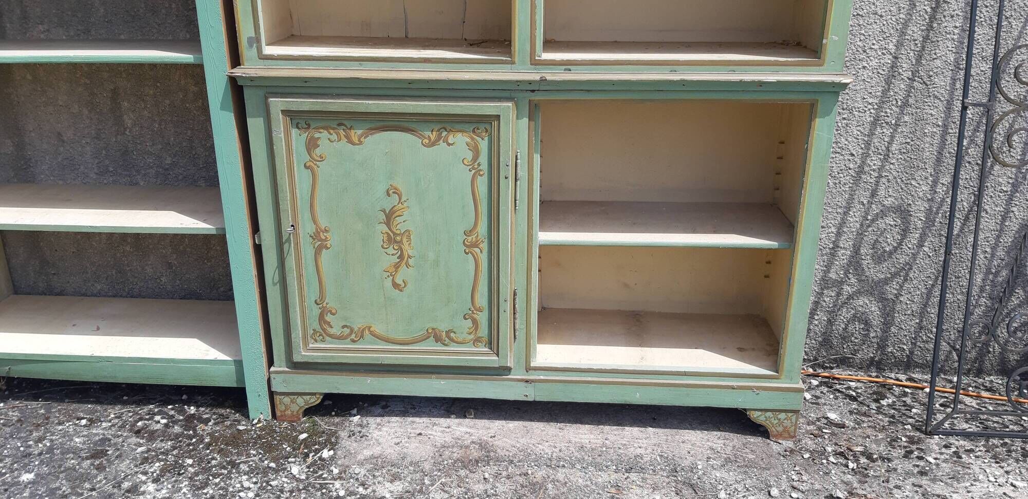 2 library furniture ceruse wood green and gold