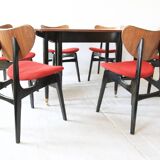 Mid-Century Drop Leaf Table with Butterfly Dining Chairs by E. Gomme for G-Plan, Set of 7