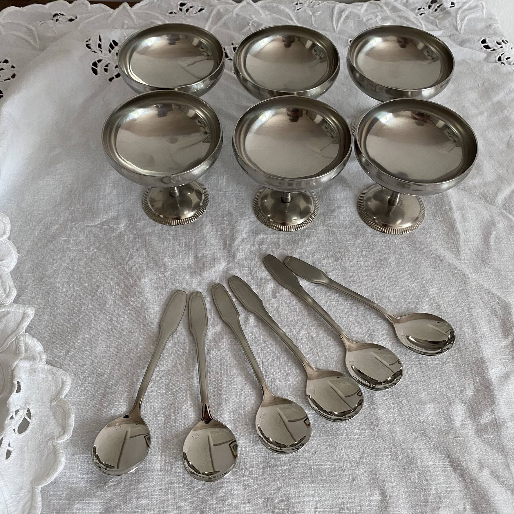 Stainless steel footed bowls Jean Couzon