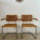 Lot 2 vintage Cesca B64 armchairs design Marcel Breuer 1970 Made in Italy light wood