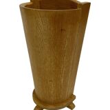Vintage umbrella holder in oak basket storage design of the 1960s minimalist design