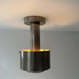 Vintage modernist chandelier, chrome metal, France 1940s