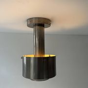 Vintage modernist chandelier, chrome metal, France 1940s