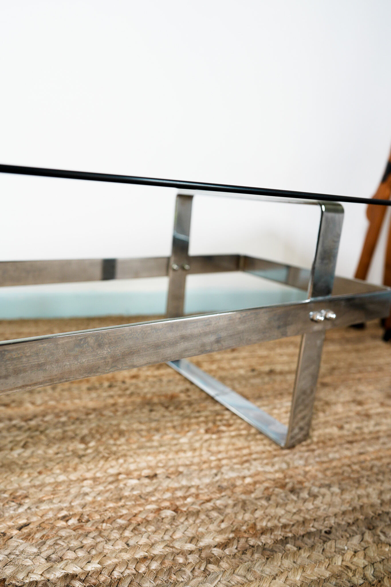 Glass and chrome coffee table