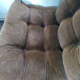Scandinavian pine and velvet armchair