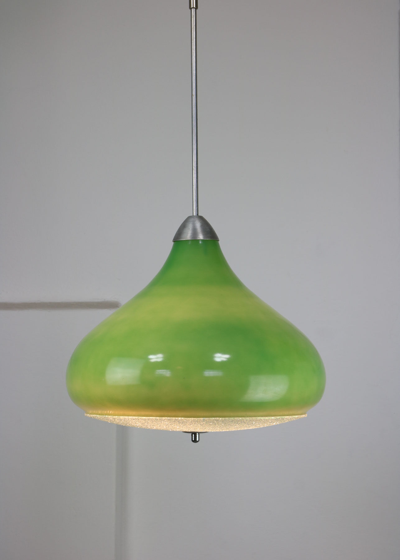Italian mid-century green glass pendant lamp
