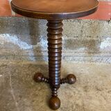 Sellette table appoint brutaliste bois tourné pieds tripodes