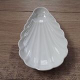 Set of 6 French Vintage White Ceramic Shell Shape Serving Dishes In Basket 4969