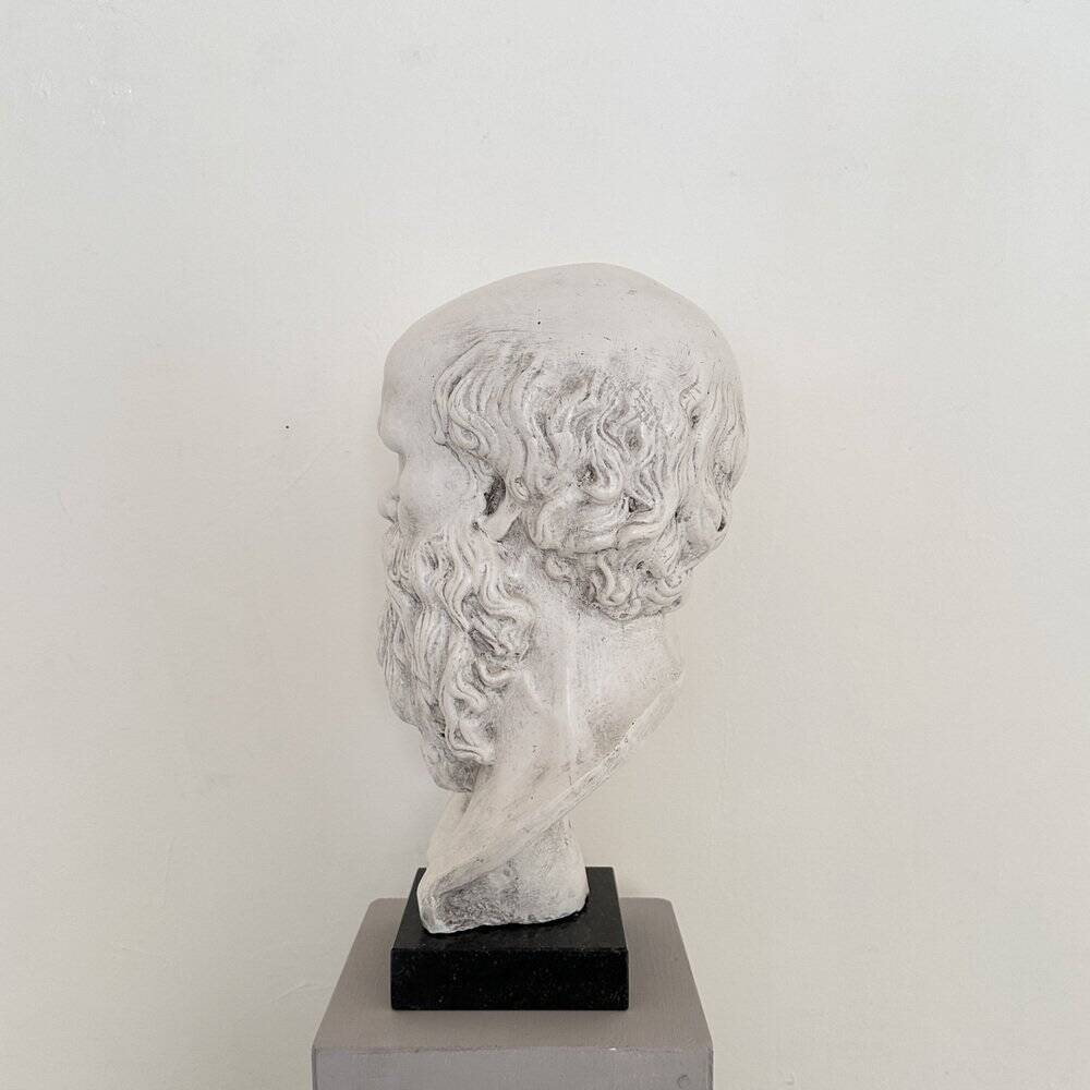 White Bust of Socrates, 1940, Plaster on a Black Marble Base