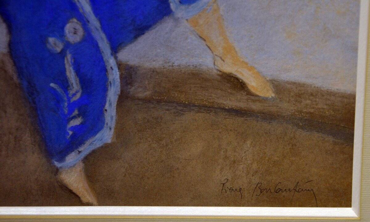 Pierre Boncompain pastel Woman in blue kimono circa 1980