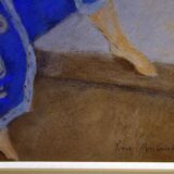 Pierre Boncompain pastel Woman in blue kimono circa 1980