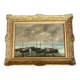 Oil on canvas - boats in the harbour, signed 1964