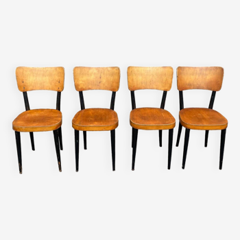 4 de chaises bistrot baumann années 50