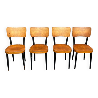 4 de chaises bistrot baumann années 50