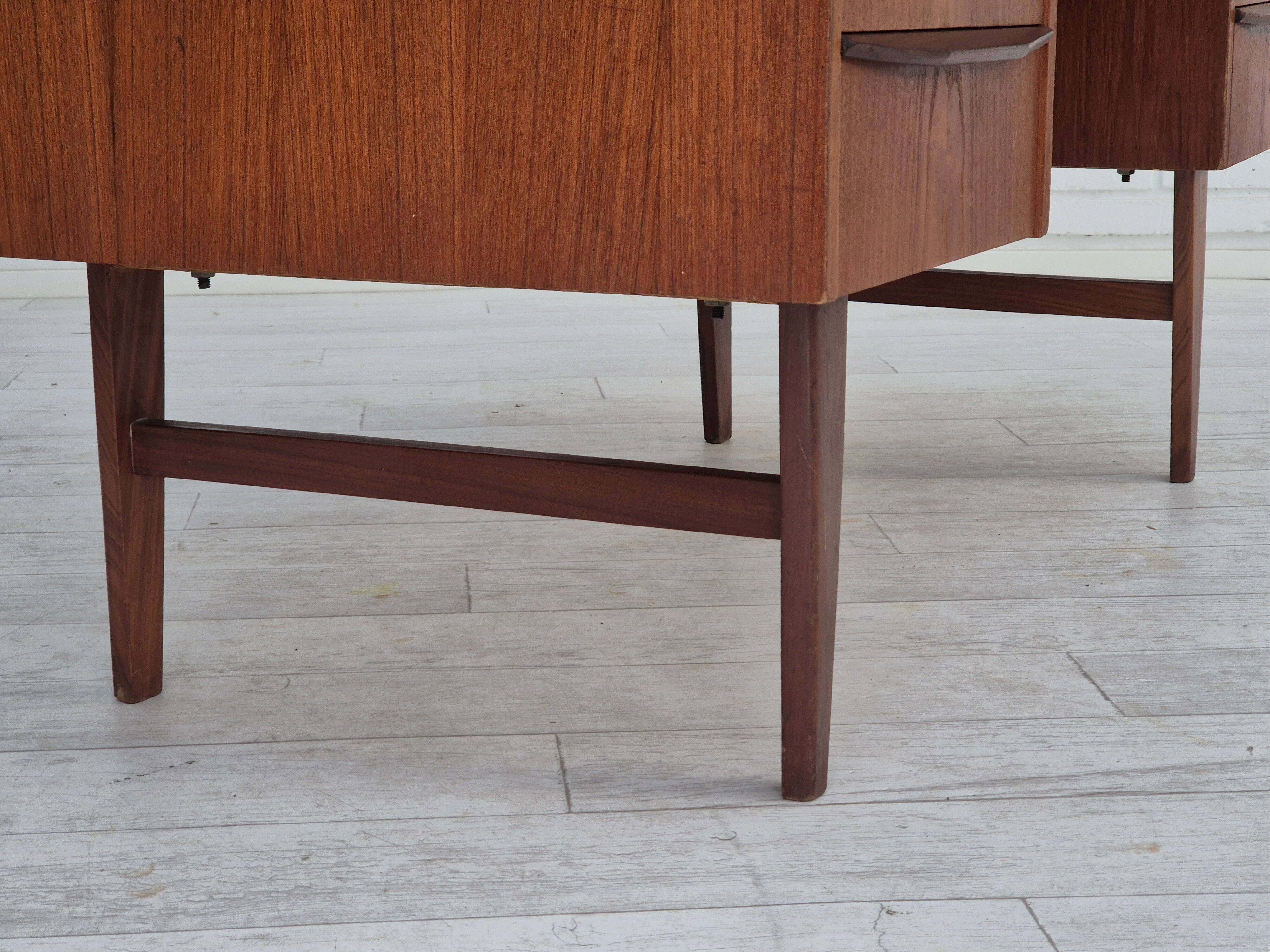 1960s, Danish teak wood desk, drawers.