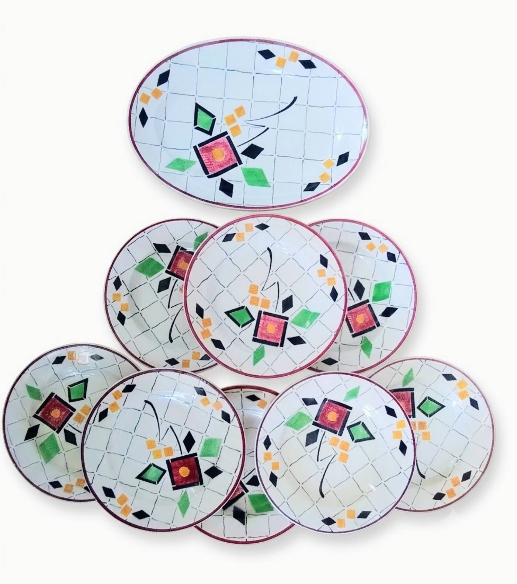 8 plates Creil Montereau model Fanchon