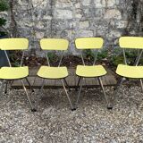 Chaises Formica jaune  pieds compas 1950