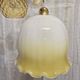 Suspension triple opaline with engraved and frosted glass in shades of yellow-orange.