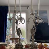 Putti candelabra 4 candles louis xvi style design pieces late 20th century. signed