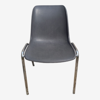 Vintage chair with grey plastic shell
