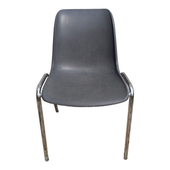Vintage chair with grey plastic shell