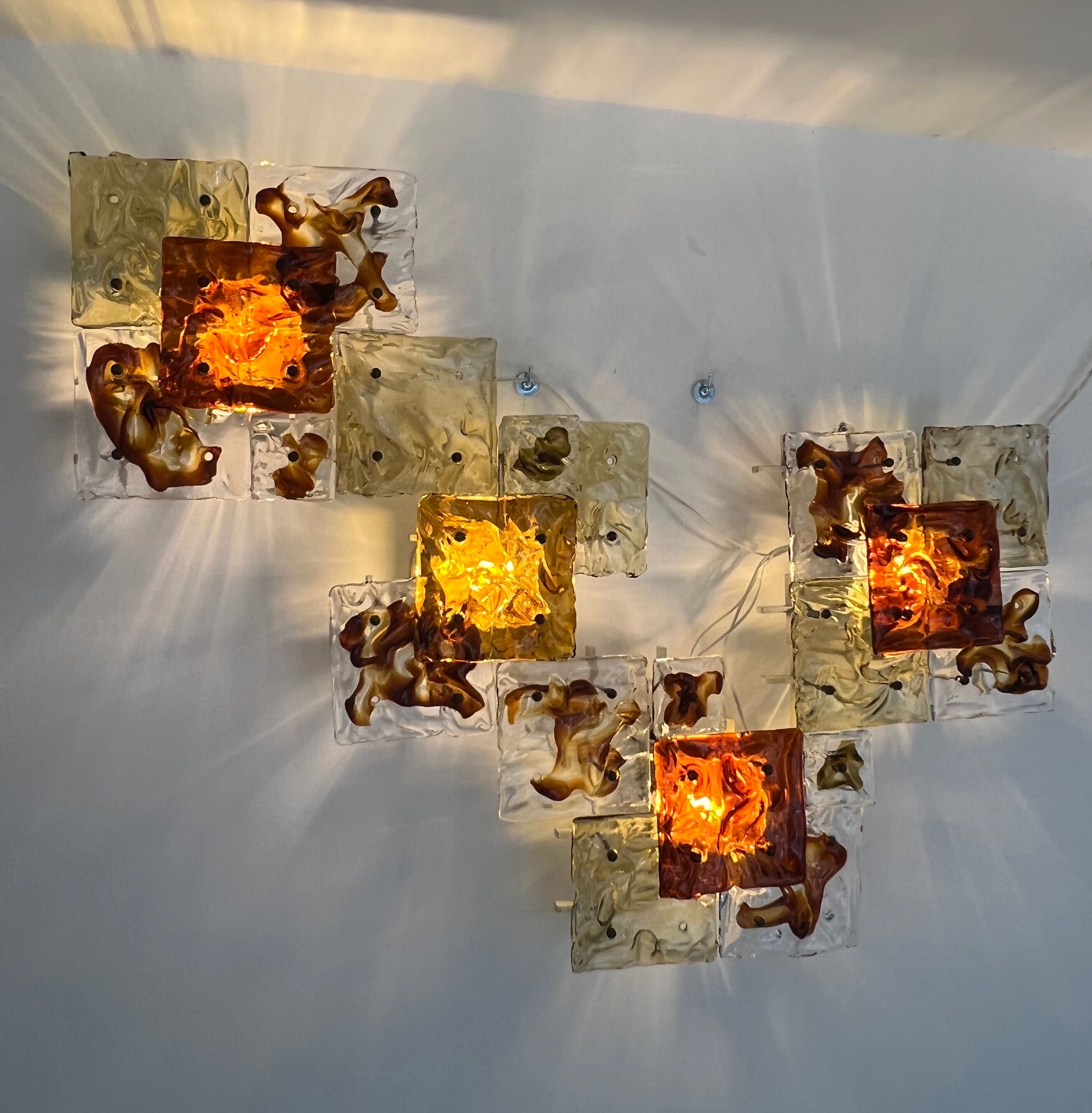 Modernist Venini Patchwork Hand Blown Panel by Toni Zuccheri from 70s