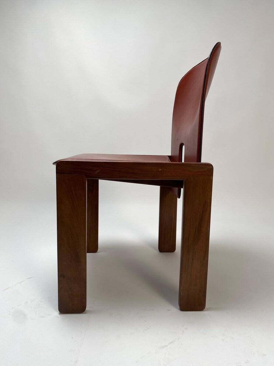 Set of Leather 121 Chairs by Afra & Tobia Scarpa for Cassina, 1967