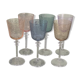 6 colored wine glasses, engraved crystalline