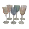 6 colored wine glasses, engraved crystalline