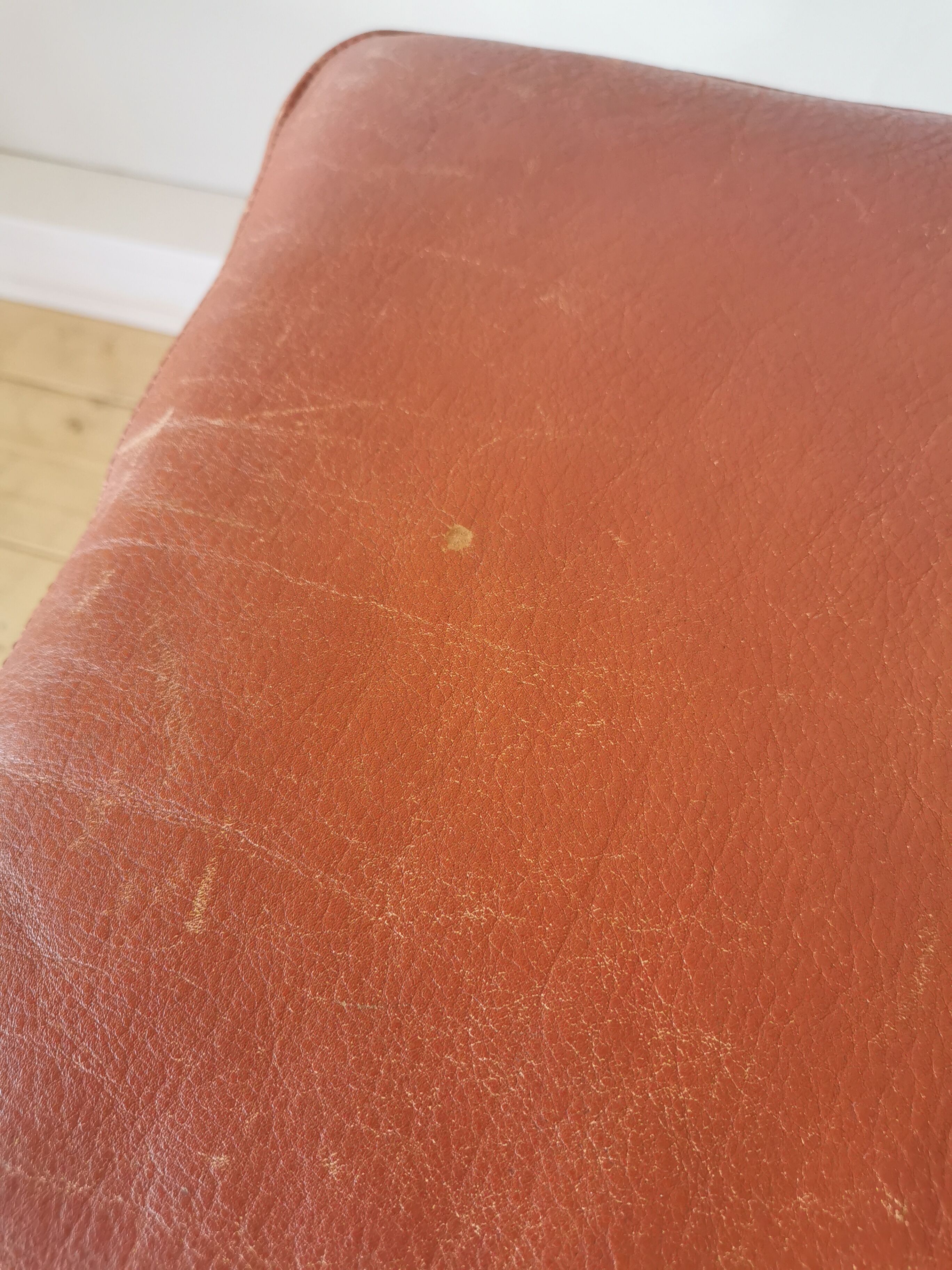 Pair of Dyrlund leather footrest 60s leather