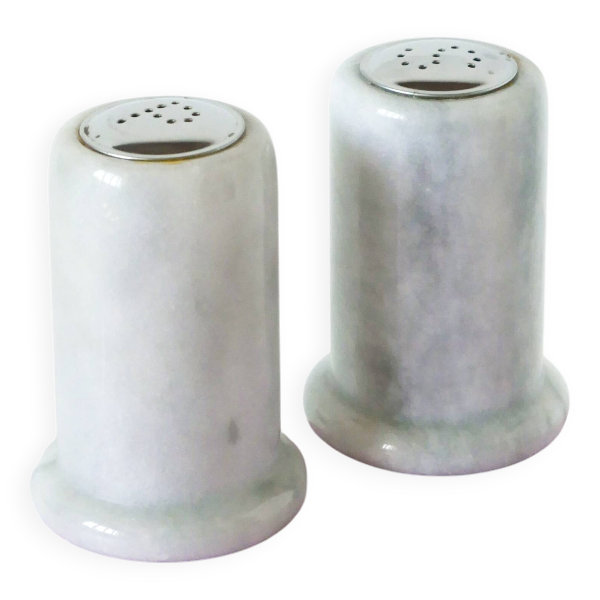 Paire de sel et poivre en albâtre, Vintage