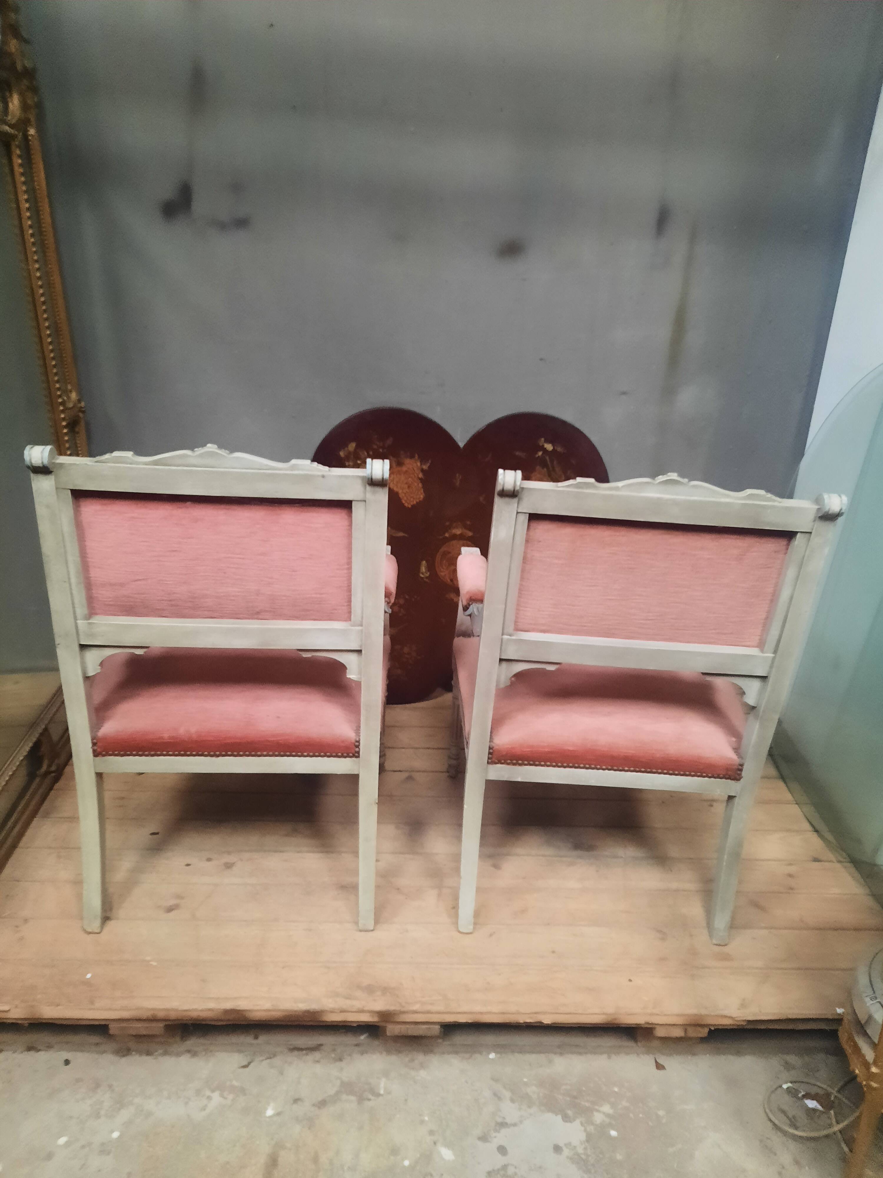 Pair of Louis XVI style armchairs