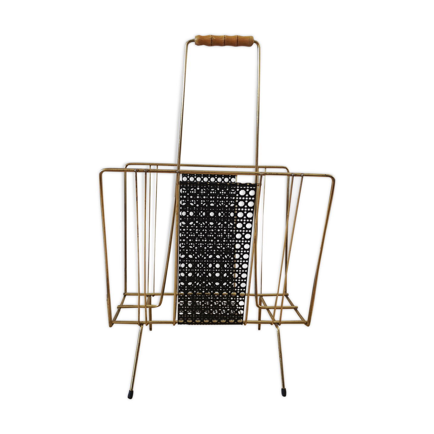 Magazine holder vintage brass structure metallic canage