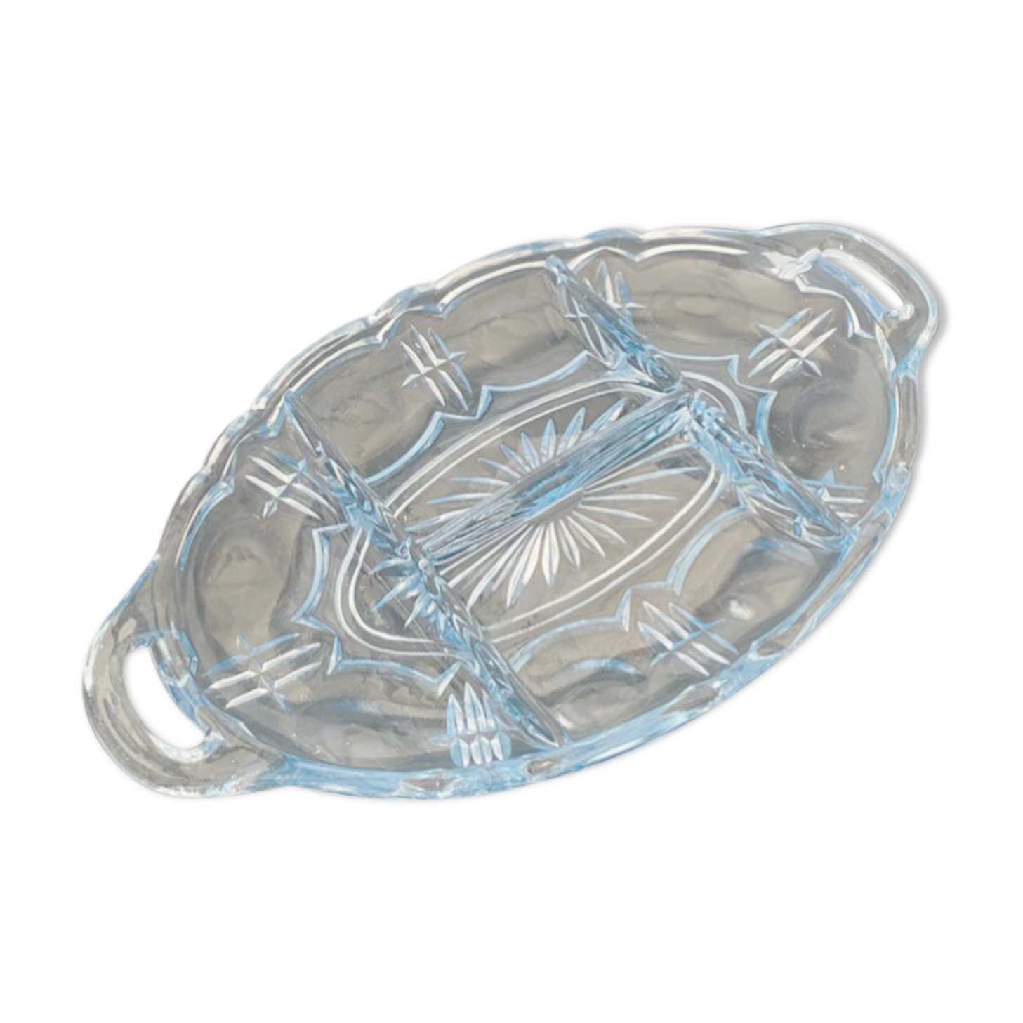 Dish servant aperitif blue glass art deco