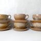 6 vintage stoneware cups with saucers