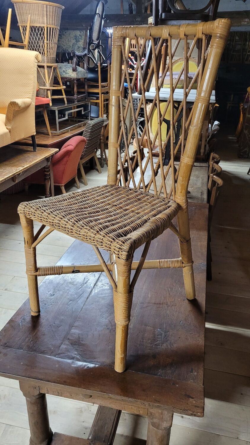 Vintage rattan office chair - 1950s