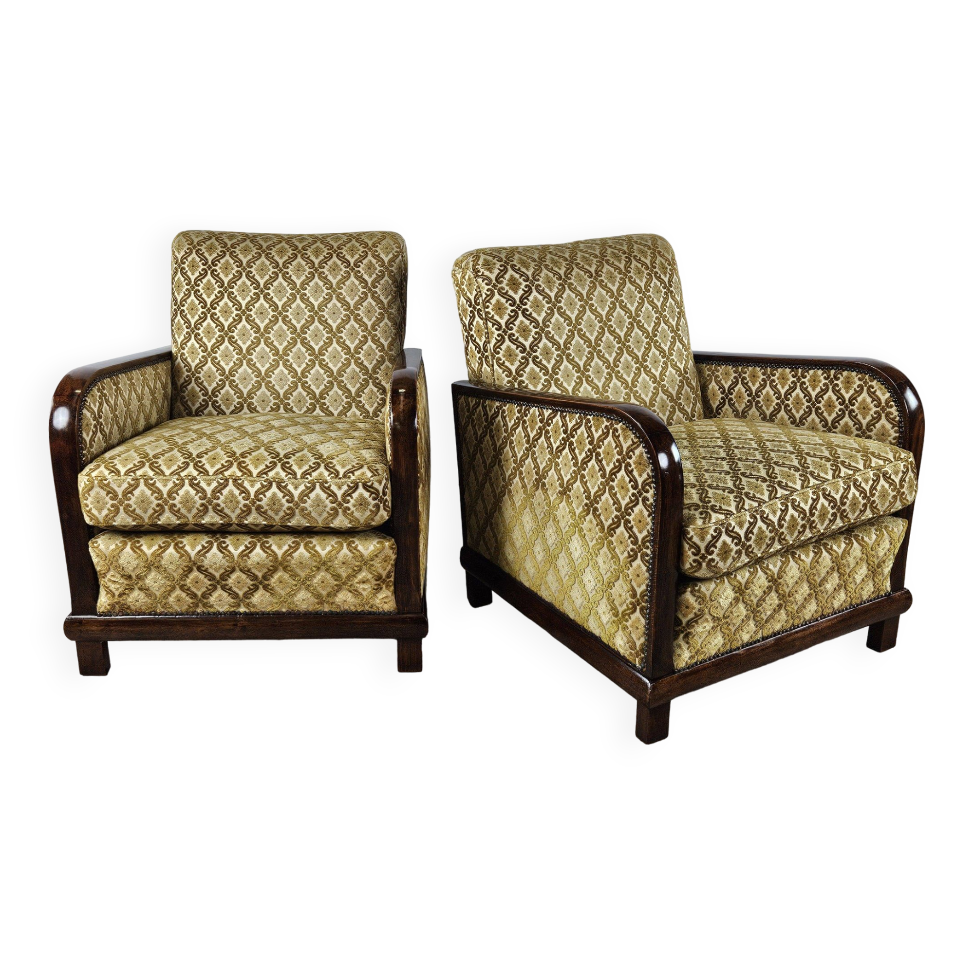 Paire de fauteuils Art Déco des années 1930 recouverts de tissu