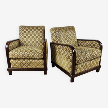 Paire de fauteuils Art Déco des années 1930 recouverts de tissu