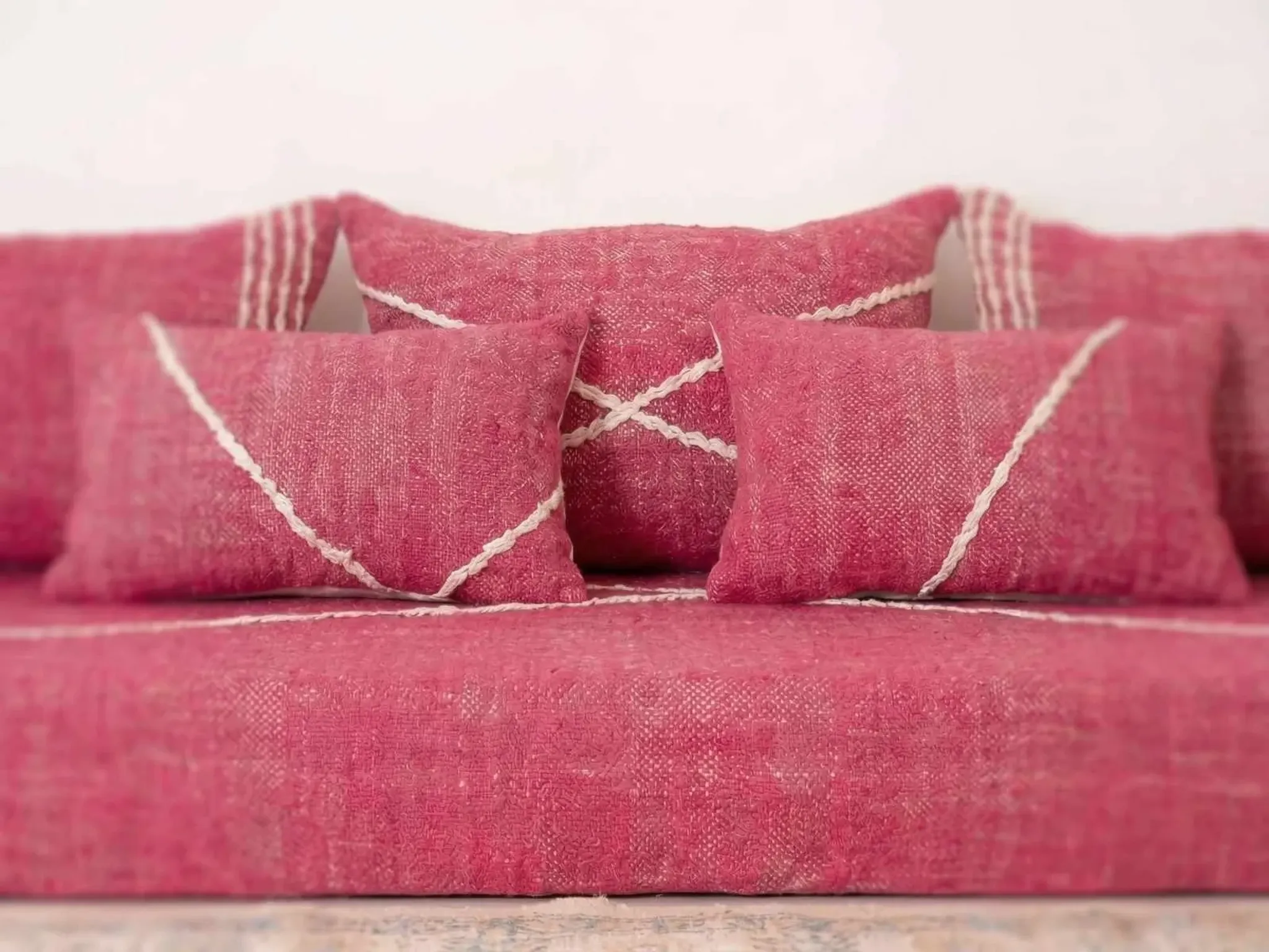 Moroccan cotton pink rug for the floor.