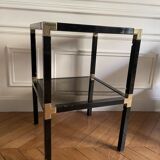 Pair of vintage metal and smoked glass side tables