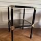 Pair of vintage metal and smoked glass side tables