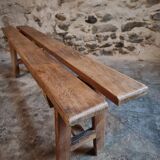 Vintage French oak bench, rustic wooden bench, France 1950s.