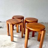 tabourets vintage en bois massif – design scandinave empilabl