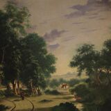 Italian countryside landscape painting oil on canvas from 20th century