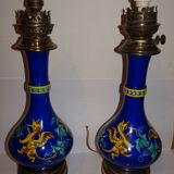 Pair of kerosene lamps with Asian decor