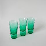 Lot de 6 verres en verre vert 1970